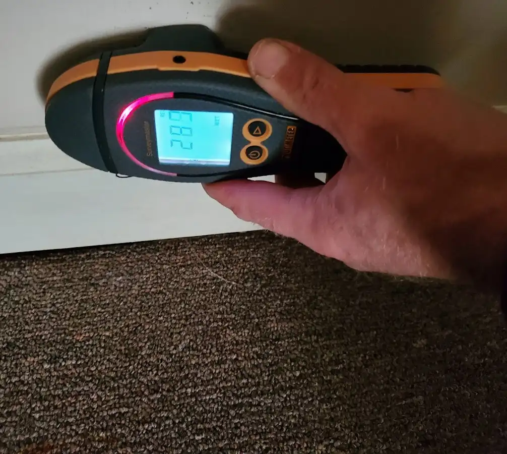 Moisture detection at baseboard during Burst Pipe Cleanup in North Charleston
